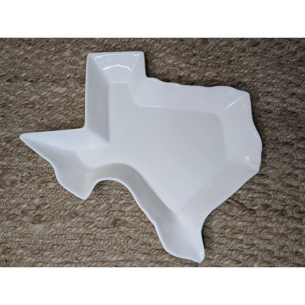 Texas Shaped Divided White Serving Dish Bowl Chips & Dip The Royal Standard